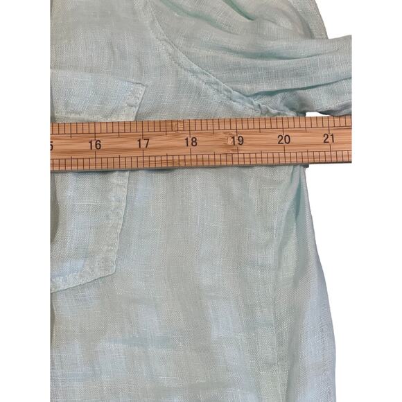 Bella Dahl Blue 100% Linen Button Shirt Women's Size M Breathable Quiet Luxury - Picture 9 of 9